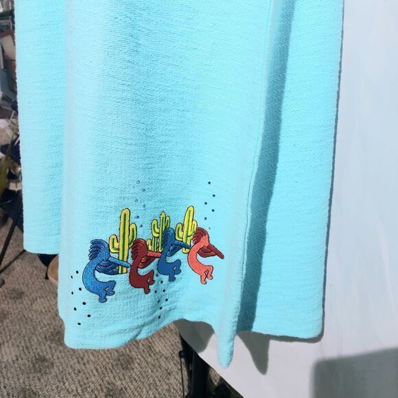 Kokopelli Aqua Shift Dress Short Sleeve Size Small - Picture 3 of 5